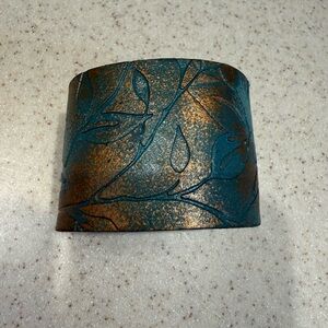 Boho Turquoise Floral Artisan Cuff Bracelet | Handcrafted | Match Necklace AVBL